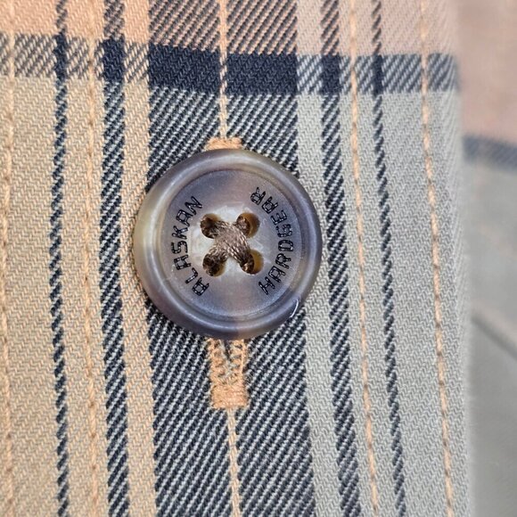 Alaskan Hardgear Men 2XL Relaxed Fit Plaid Khaki Button Front Long Sleeve Shirt - Picture 5 of 10